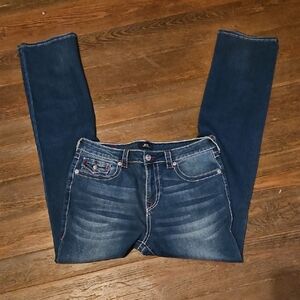 True Religion Mid Rise Dark Blue Straight Jeans